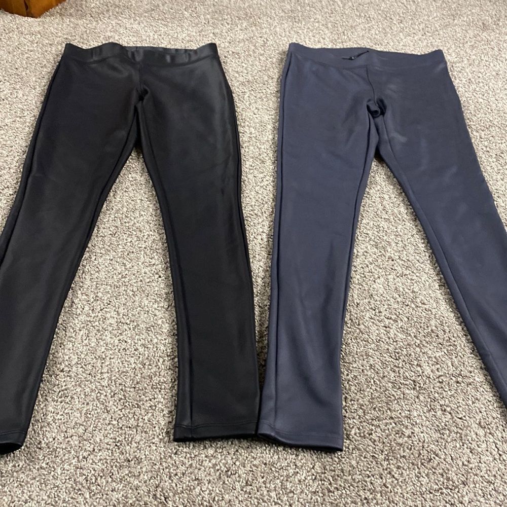 Lot of 2 EXPRESS liquid leather Pants leggings tights sexy! XS Black and Grey